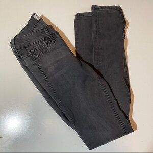 Frame Le Skinny De Jeanne Low Rise Black Zipper Hem Jeans